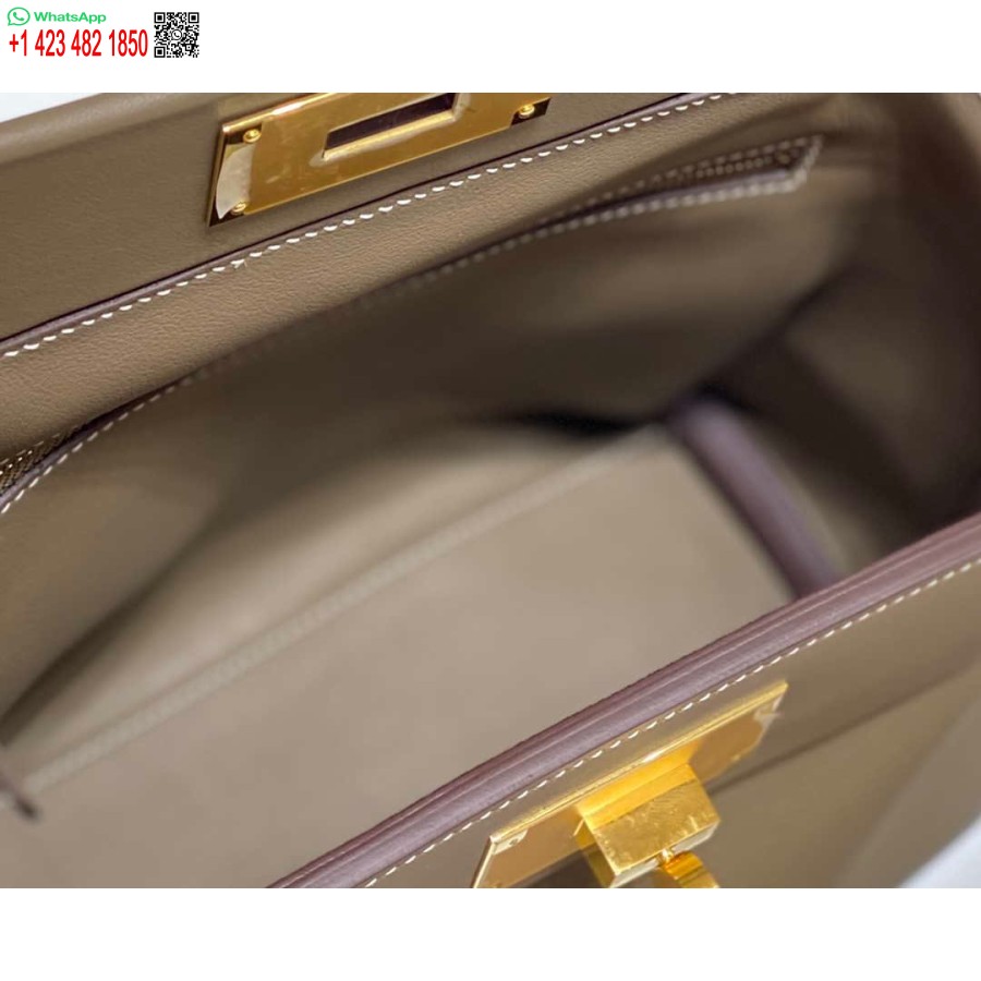 Replika Hermes Mini Kelly 2424 Læder 21cm H230265 Elefantgrå