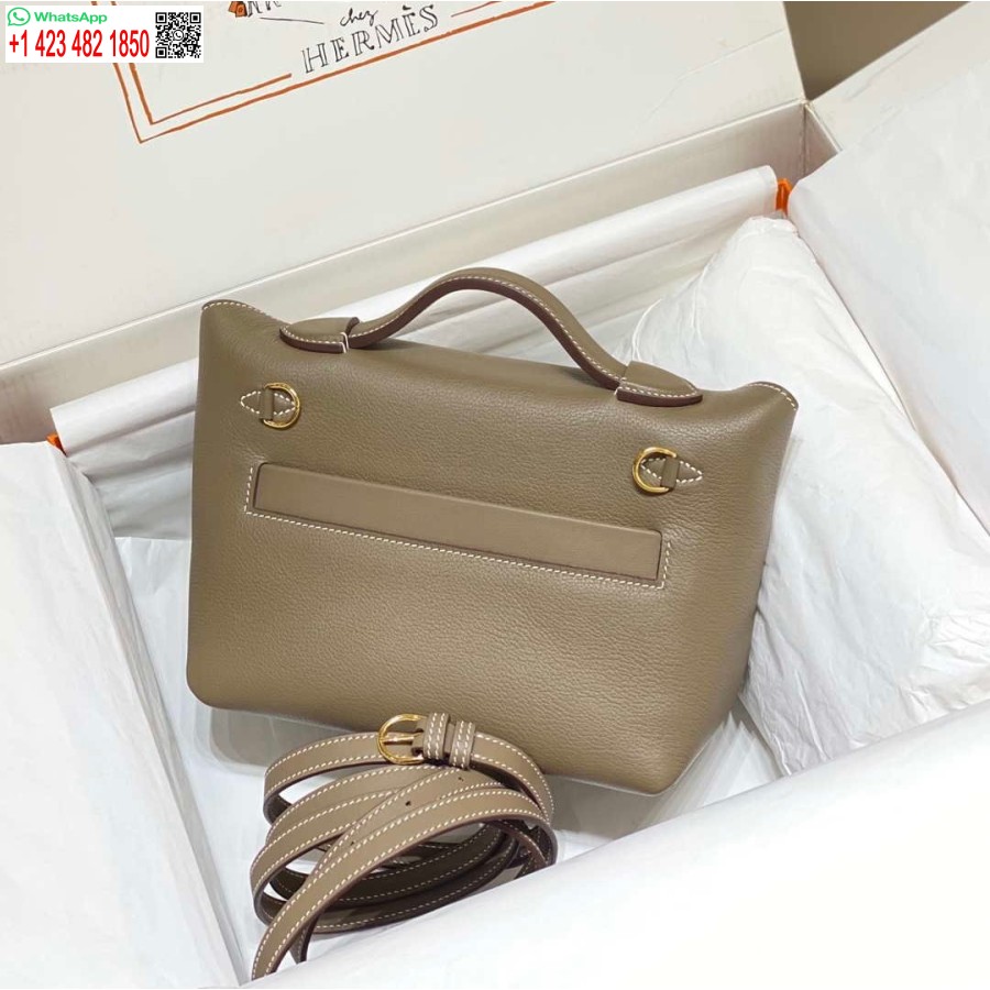 Replica Hermes Mini Kelly 2424 Pelle 21 Cm H230265 Elefante Grigio