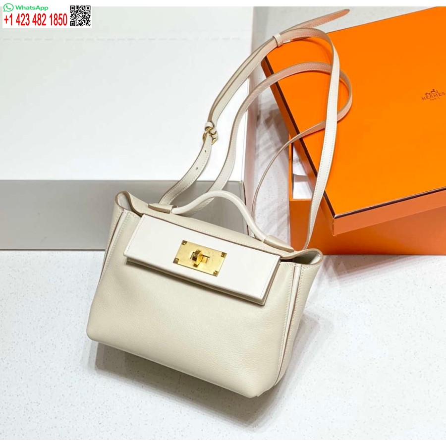 Replika Hermes Mini Kelly 2424 Deri 21cm H230264 Beyaz