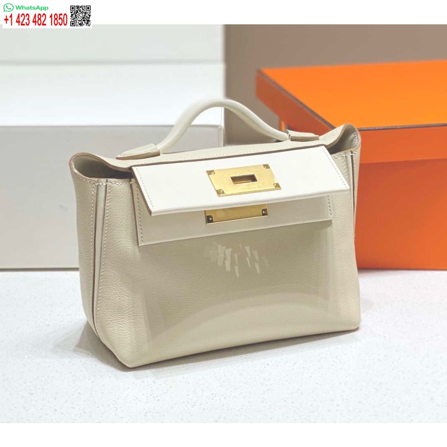 Replika Hermes Mini Kelly 2424 Deri 21cm H230264 Beyaz
