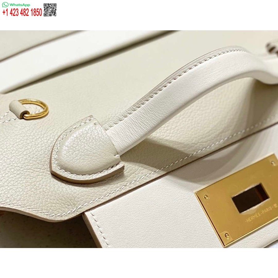 Replika Hermes Mini Kelly 2424 Deri 21cm H230264 Beyaz