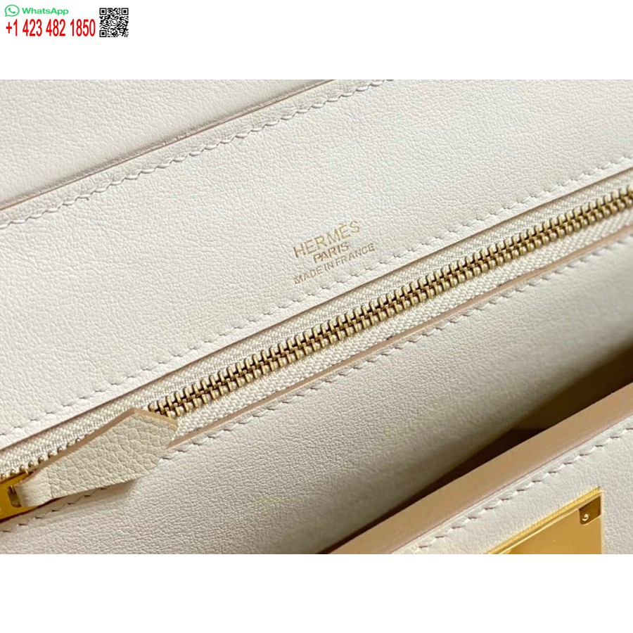 Replika Hermes Mini Kelly 2424 Deri 21cm H230264 Beyaz