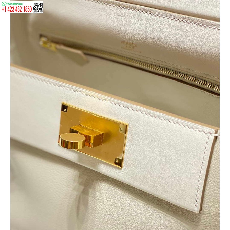 Replika Hermes Mini Kelly 2424 Deri 21cm H230264 Beyaz