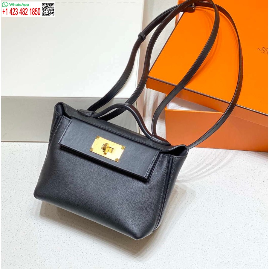 Réplique Hermes Mini 2424 Cuir 21cm H230263 Noir