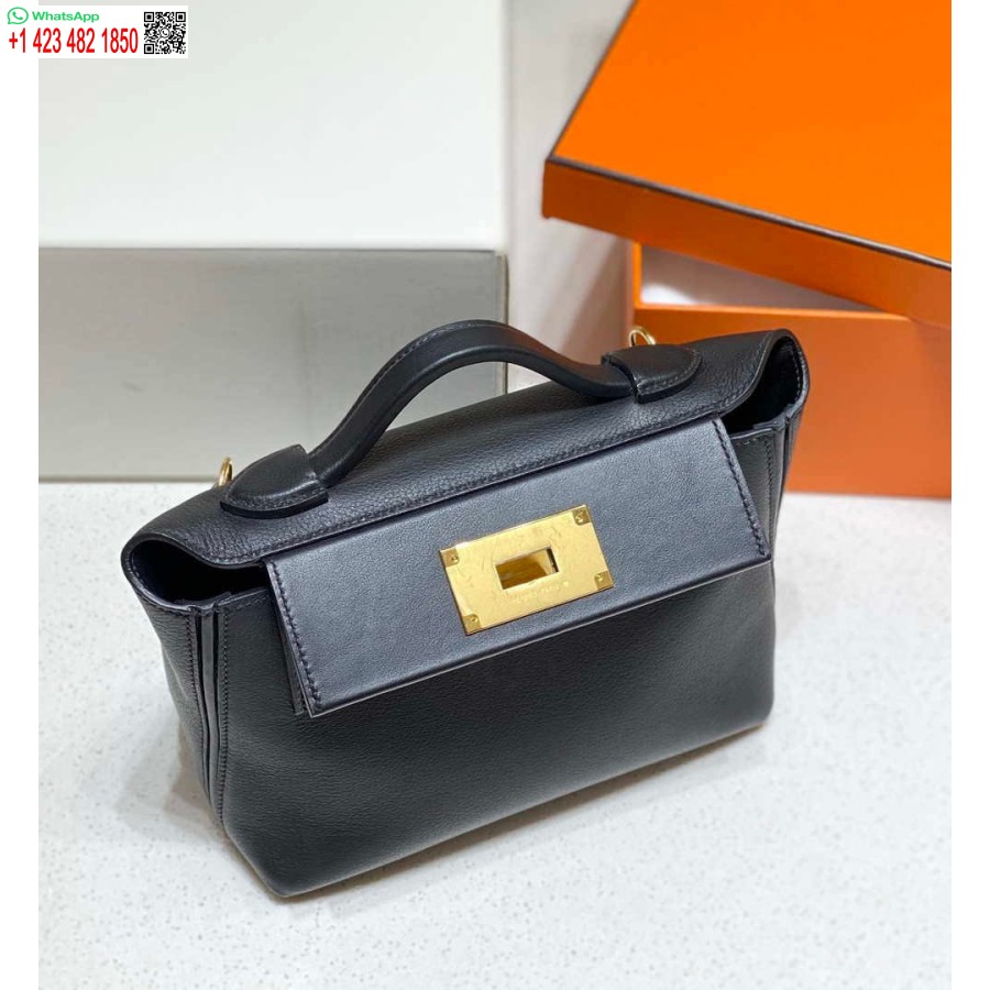 Réplique Hermes Mini 2424 Cuir 21cm H230263 Noir