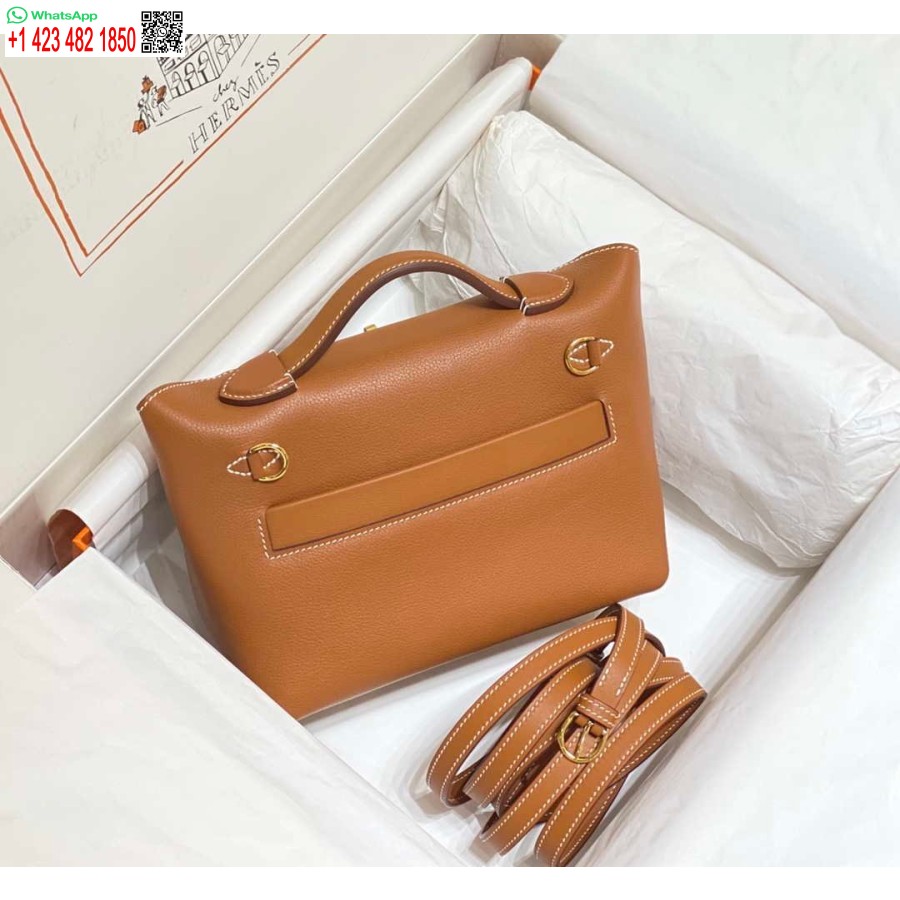 Replica Hermes Mini 2424 Piele 21cm H230262 Maro