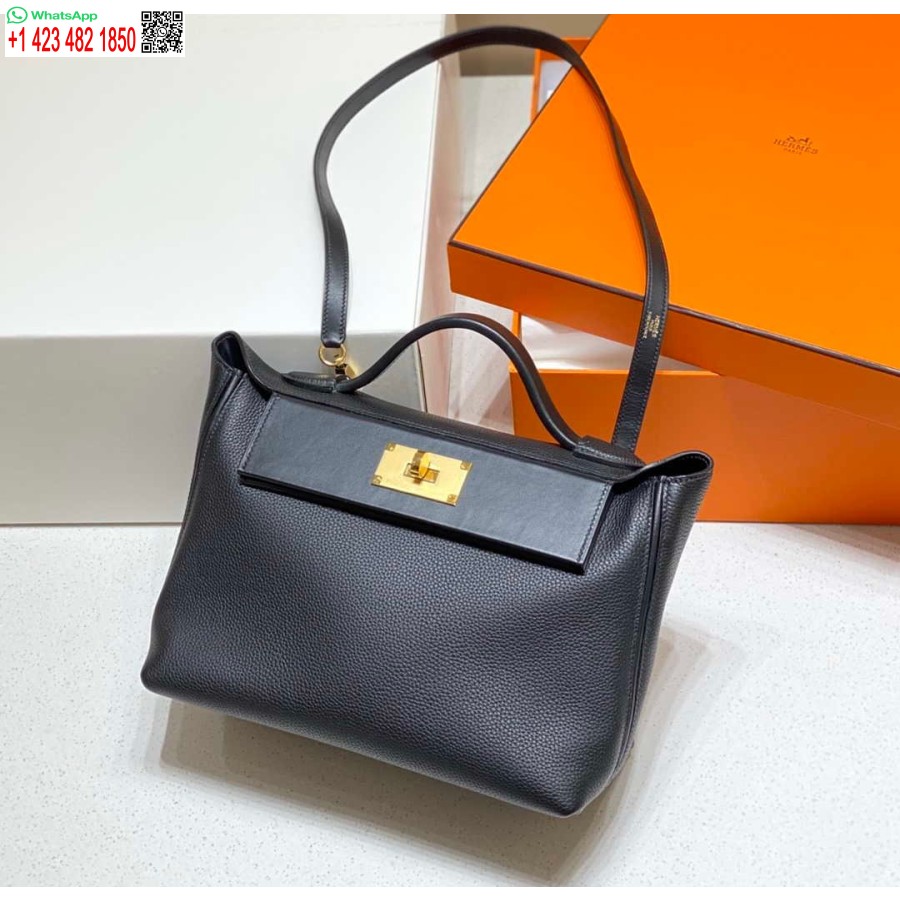 Replika Hermes Kelly 2424 Kožená 29 Cm H230268 čierna Taška Cez Rameno