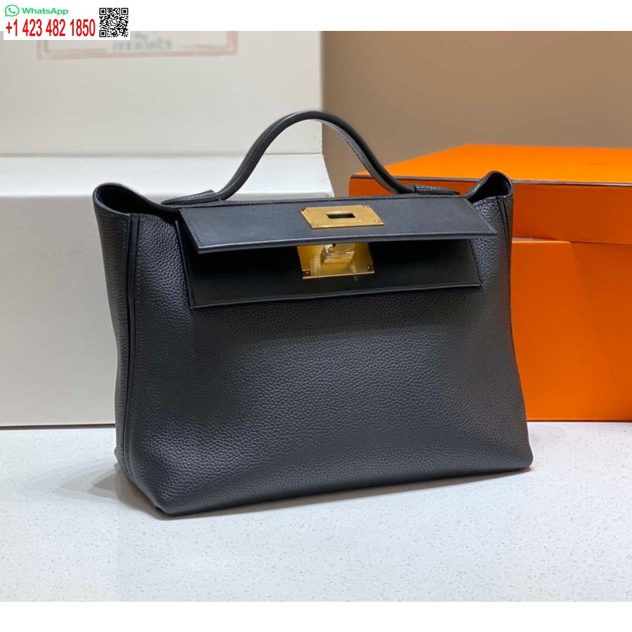 Replika Hermes Kelly 2424 Kožená 29 Cm H230268 čierna Taška Cez Rameno