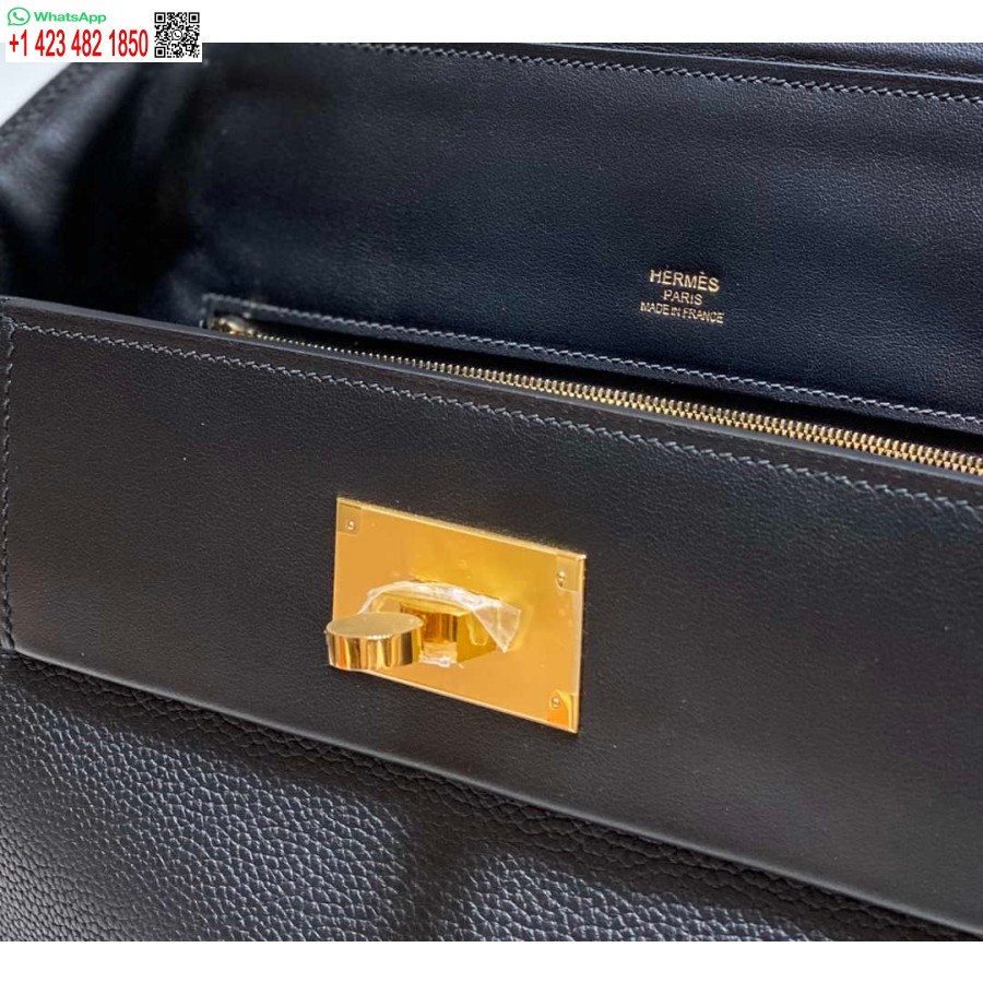 Replika Hermes Kelly 2424 Kožená 29 Cm H230268 čierna Taška Cez Rameno