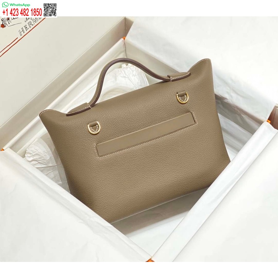 Replica Hermes Kelly 2424 Piele 29cm H230267 Elefant Gri Geanta De Umar