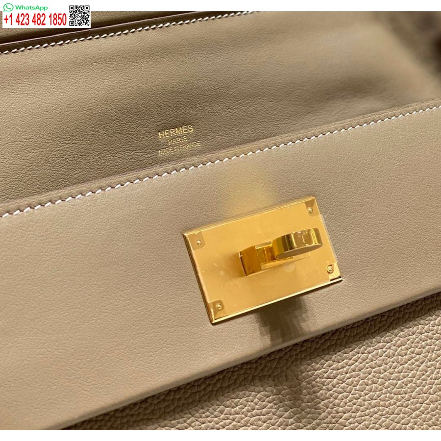 Replica Hermes Kelly 2424 Piele 29cm H230267 Elefant Gri Geanta De Umar