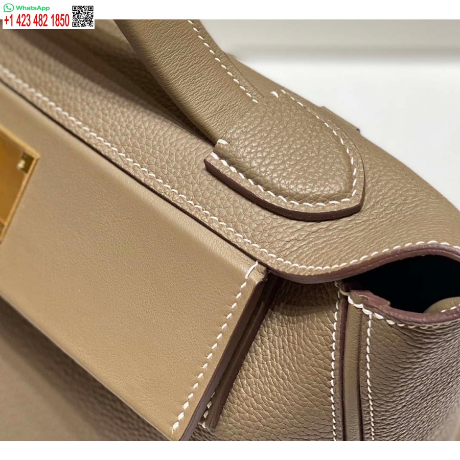 Replica Hermes Kelly 2424 Piele 29cm H230267 Elefant Gri Geanta De Umar