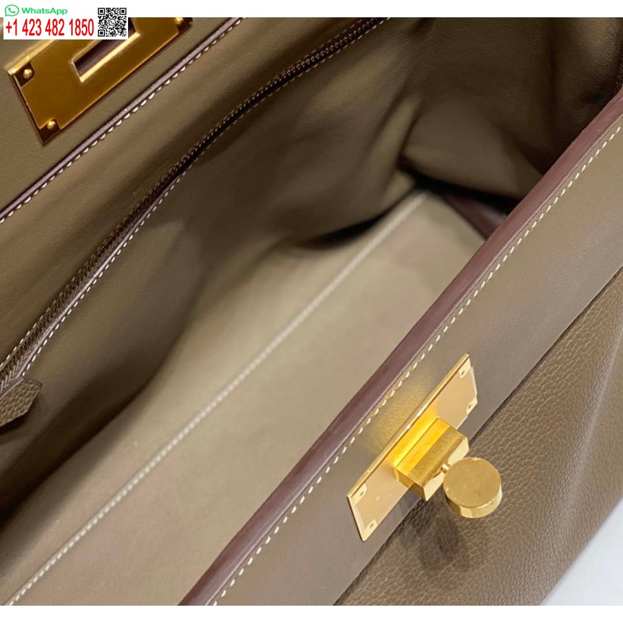 Replica Hermes Kelly 2424 Piele 29cm H230267 Elefant Gri Geanta De Umar