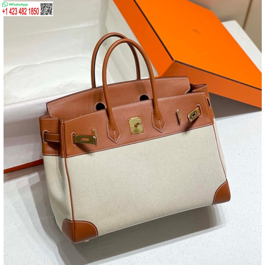 Replika Hermes Birkin Velike Torbe Od Brze Kože S Platnom 285903