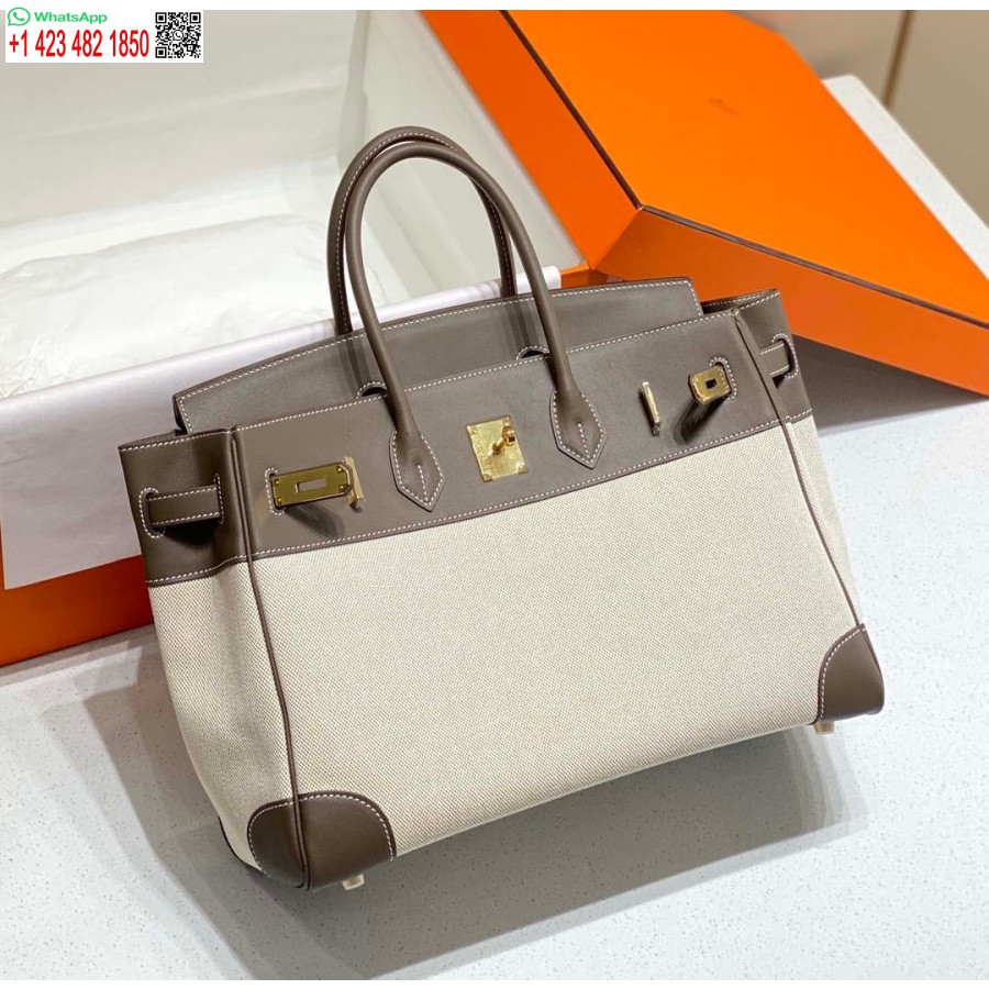 Replika Hermes Birkin Velike Torbe Od Brze Kože S Platnom 285902