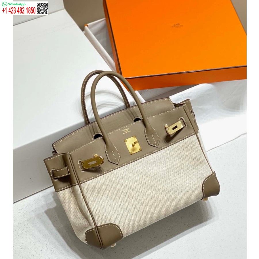 Replik Hermes Birkin Einkaufstasche Swift Leder Mit Canvas 285900