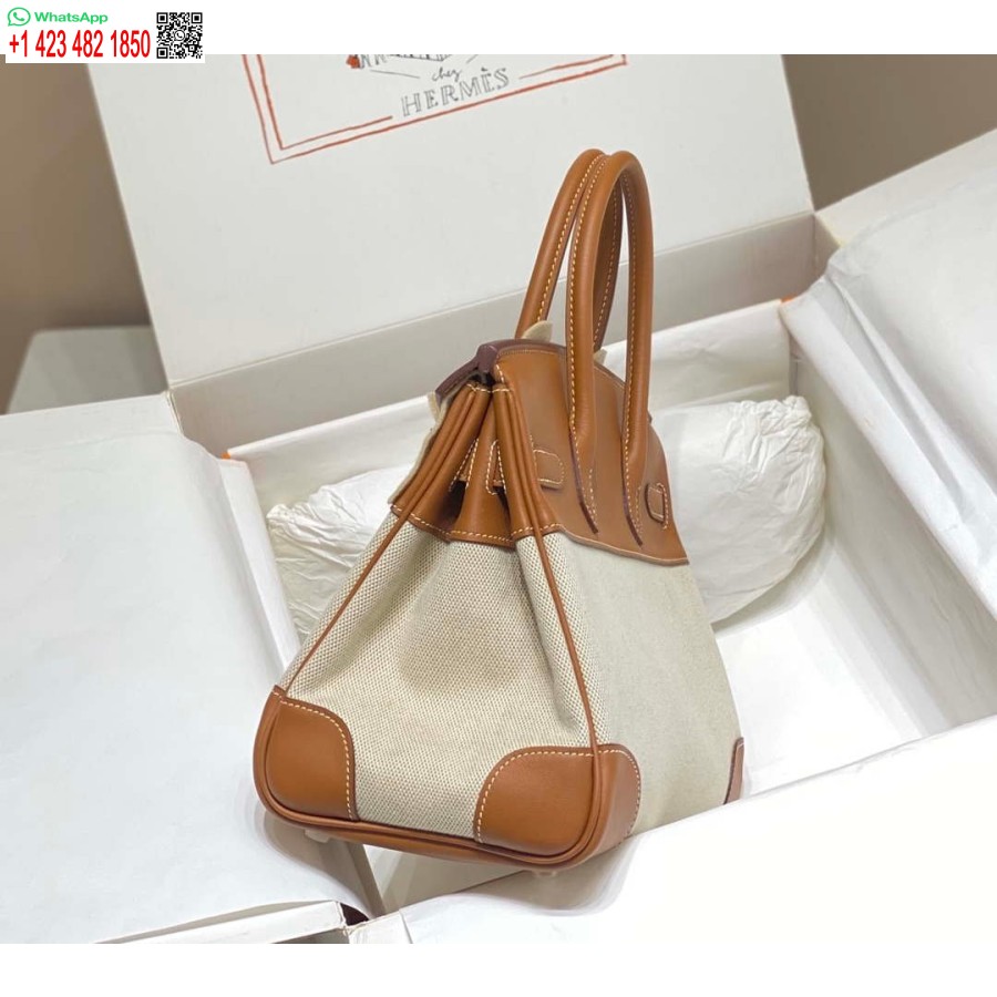 Réplique Hermes Birkin Sac Fourre-tout En Cuir Swift Avec Toile 285899