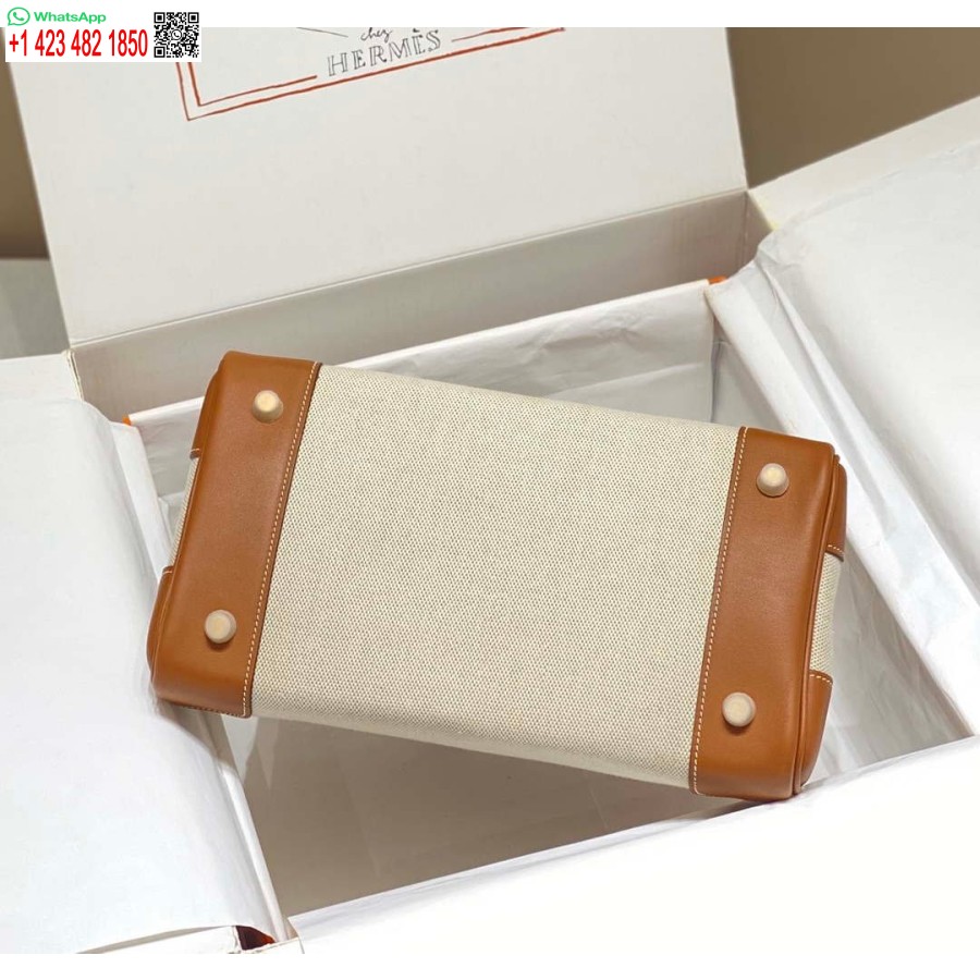 Réplique Hermes Birkin Sac Fourre-tout En Cuir Swift Avec Toile 285899