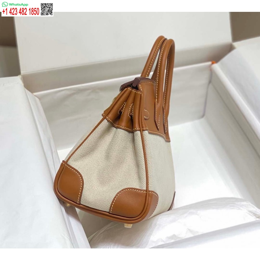 Réplique Hermes Birkin Sac Fourre-tout En Cuir Swift Avec Toile 285899