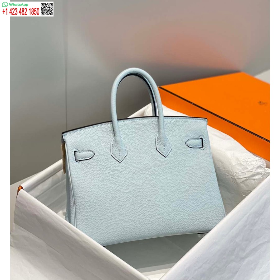 Replica Borsa Tote Firmata Hermes Birkin Togo Pelle 28566 Blu Pallido