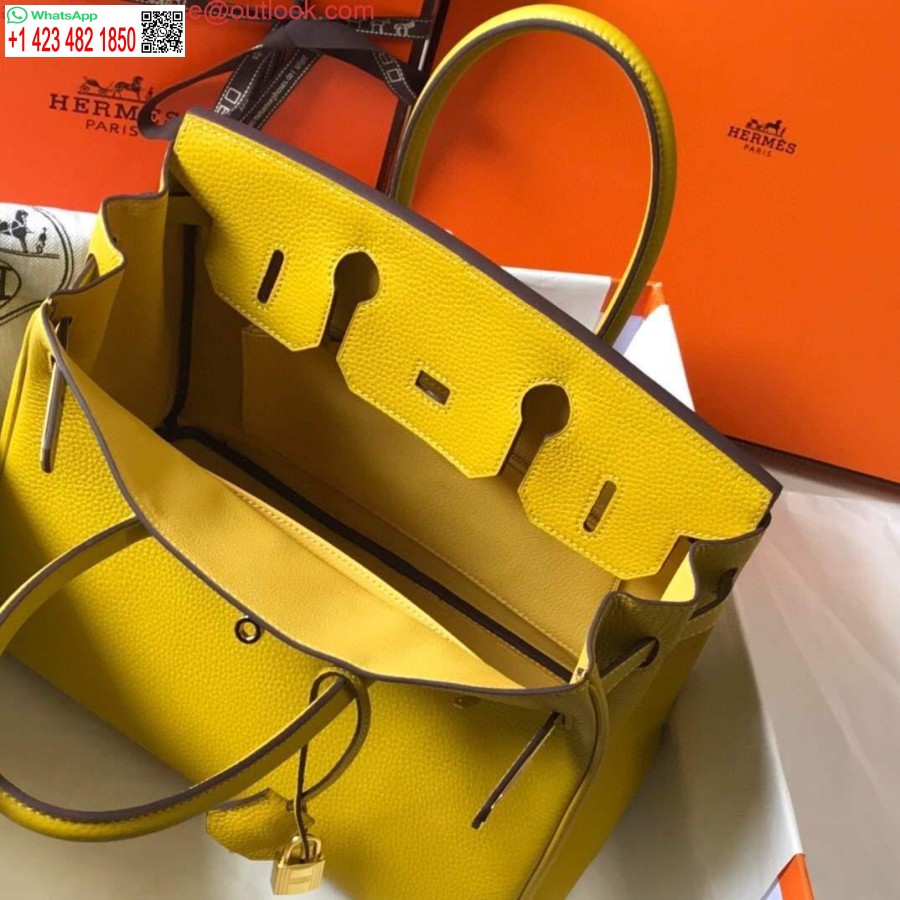 Réplique Hermes Birkin Designer Sac Fourre-tout En Cuir Togo 28338 Jaune