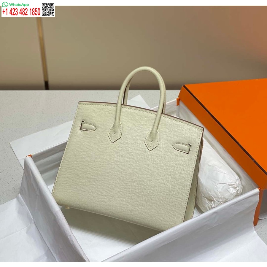 Replica Borsa Tote Firmata Hermes Birkin In Pelle Epsom 28388 Milkshake Bianco