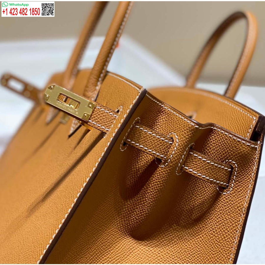 Replika Hermes Birkin Designer Mulepose Epsom Læder 28371 Gyldenbrun