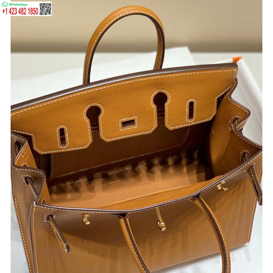 Replika Hermes Birkin Designer Mulepose Epsom Læder 28371 Gyldenbrun