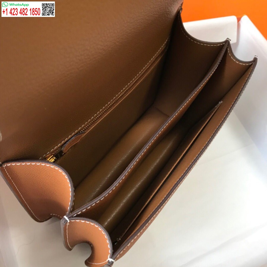 Réplica Hermes H082060 Constance Carteira Slim Epsom Couro De Bezerro Marrom