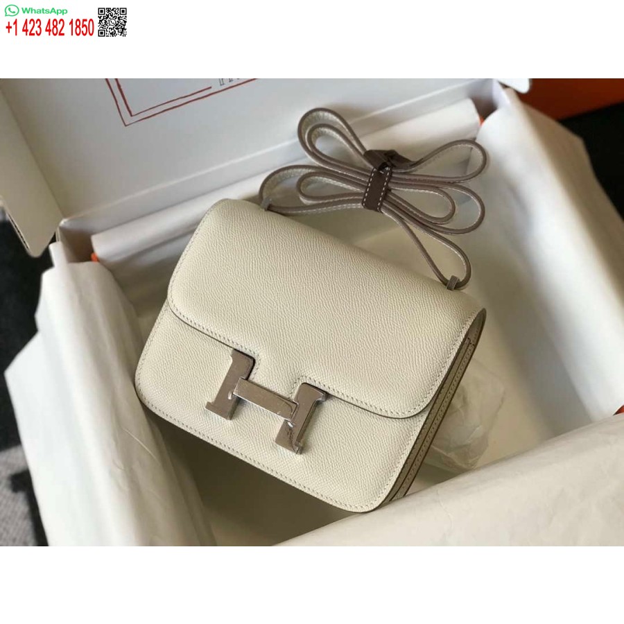 Réplique Hermes Constance Sacs à Bandoulière Epsom Cuir Argent H28419
