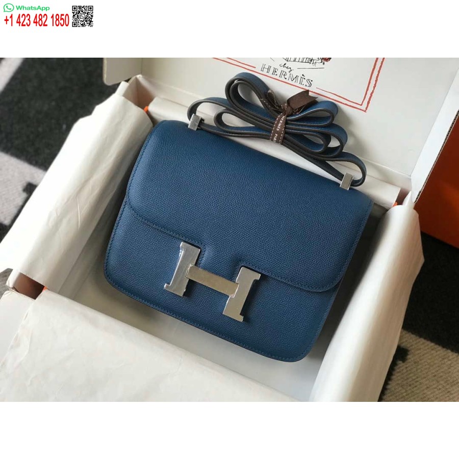 Replika Tas Bahu Hermes Constance Epsom Leather Silver H28417