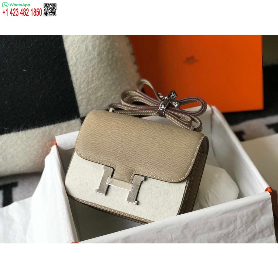 ماکت کیف های شانه ای هرمس کنستانس چرم اپسوم نقره ای H28415