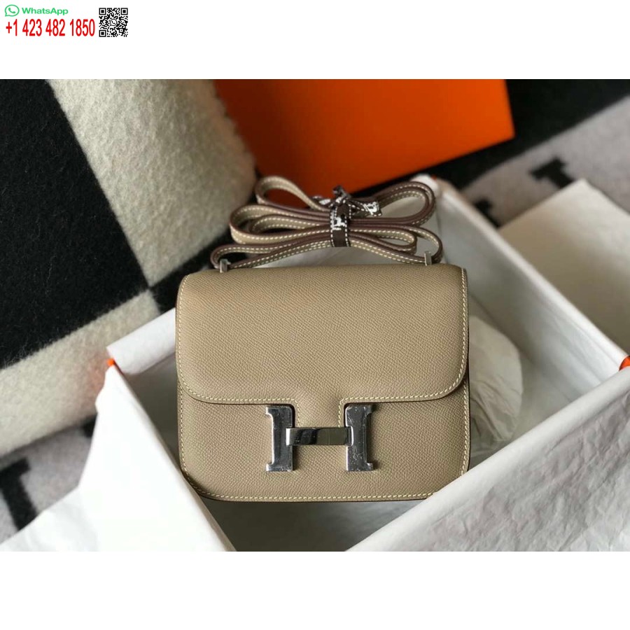 ماکت کیف های شانه ای هرمس کنستانس چرم اپسوم نقره ای H28415