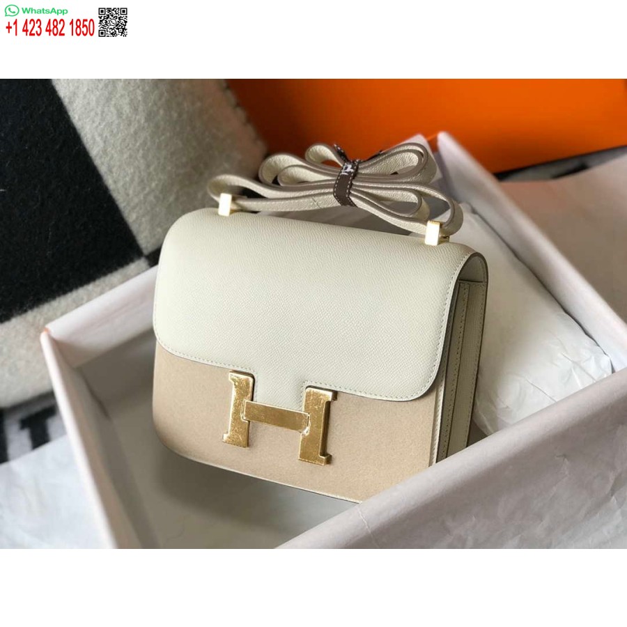 Replica Hermes Constance Crossbody Tas Epsom Leer Goud H28405