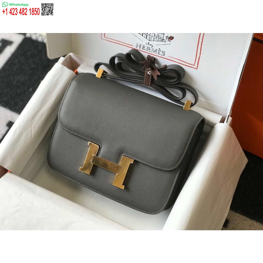 Replica Hermes Constance Crossbody Tas Epsom Leer Goud H28402