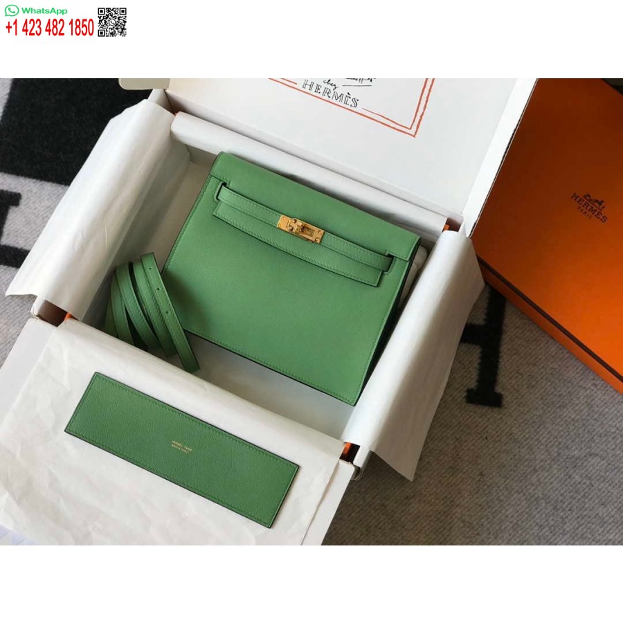 Replica Hermes Kelly Danse 22cm Nahast Kott 20362 Avokaadoroheline