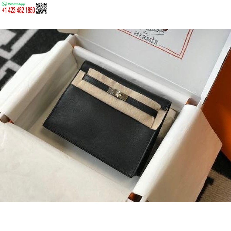 Replica Hermes Kelly 22cm Danse Nahast Kott 20350 Must