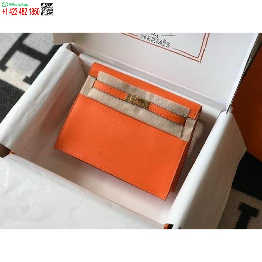 Replica Borsa In Pelle Hermes Kelly Danse 22 Cm 20355 Arancione