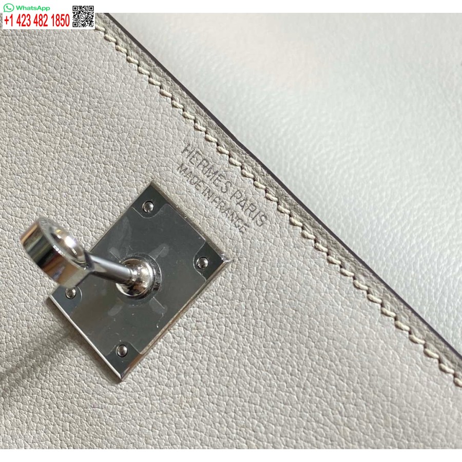 Réplique Hermes Evercolor Kelly Danse II 22cm Sac à Bandoulière En Cuir H20373 Argent Gris Clair