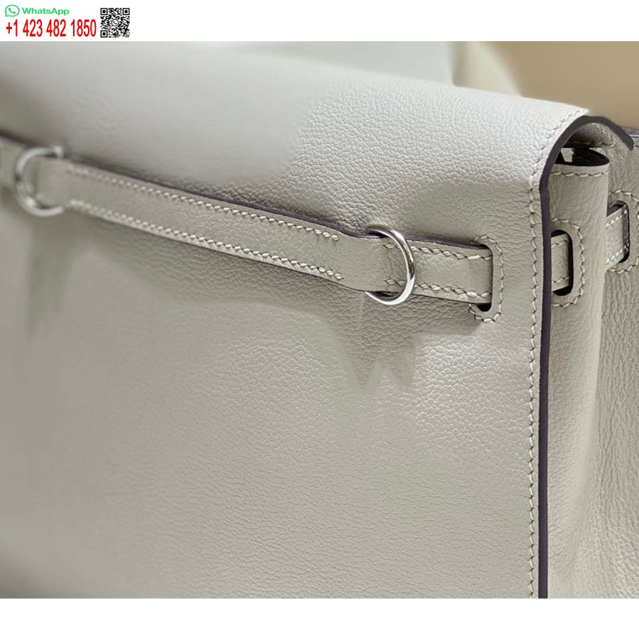 Réplique Hermes Evercolor Kelly Danse II 22cm Sac à Bandoulière En Cuir H20373 Argent Gris Clair