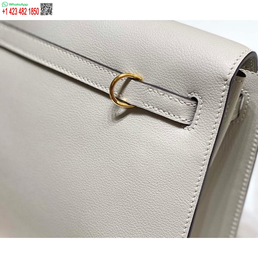 Replika Hermes Evercolor Kelly Danse Ii 22 Cm Kožená Crossbody Kabelka H20372 Svetlo šedá