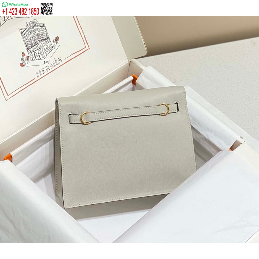 Replica Hermes Evercolor Kelly Danse Ii Borsa A Tracolla In Pelle Da 22 Cm H20372 Grigio Chiaro