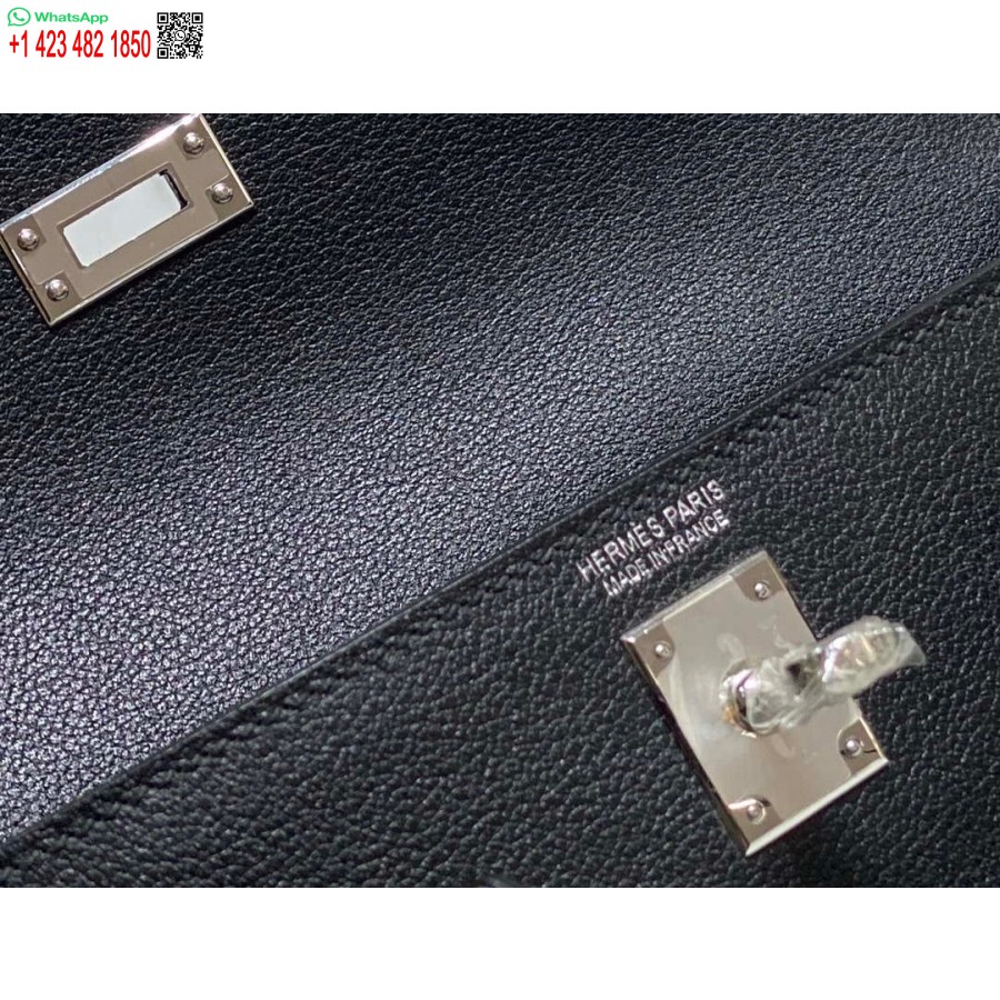 Replika Hermes Evercolor Kelly Danse Ii 22 Cm Kožená Crossbody Kabelka H20371 čierna Strieborná