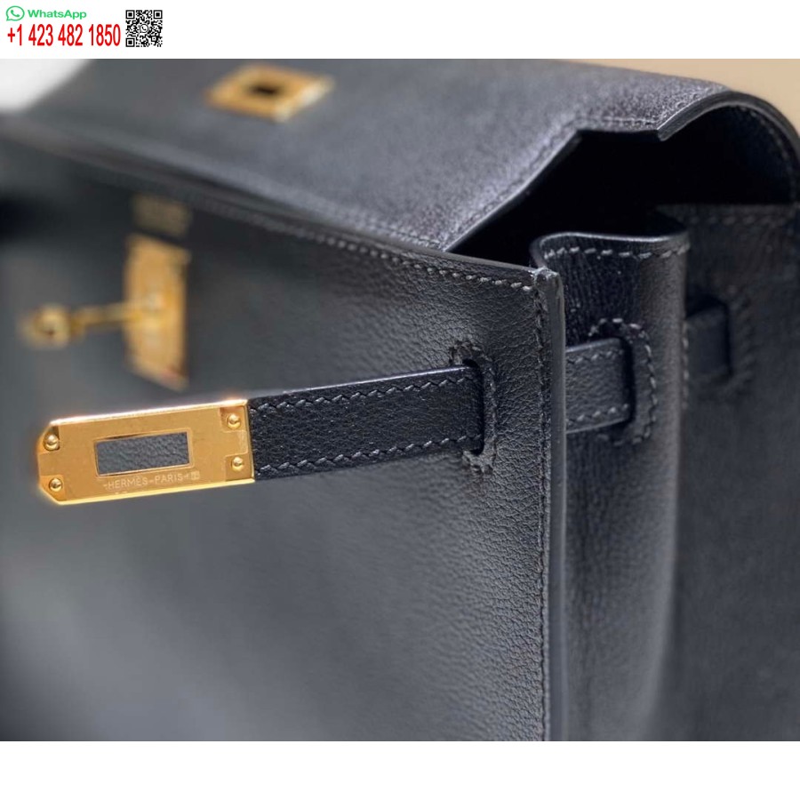 Replica Hermes Evercolor Kelly Danse Ii 22cm Nahkainen Crossbody Laukku H20370 Musta