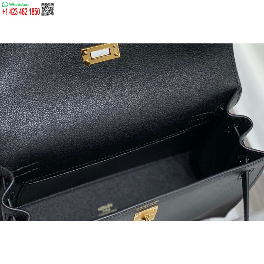 Replica Hermes Evercolor Kelly Danse Ii 22cm Nahkainen Crossbody Laukku H20370 Musta