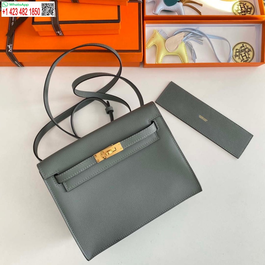 Replika Hermes Evercolor Kelly Danse Ii 22cm Odinis Skersinis Krepšys H20368 Pilka