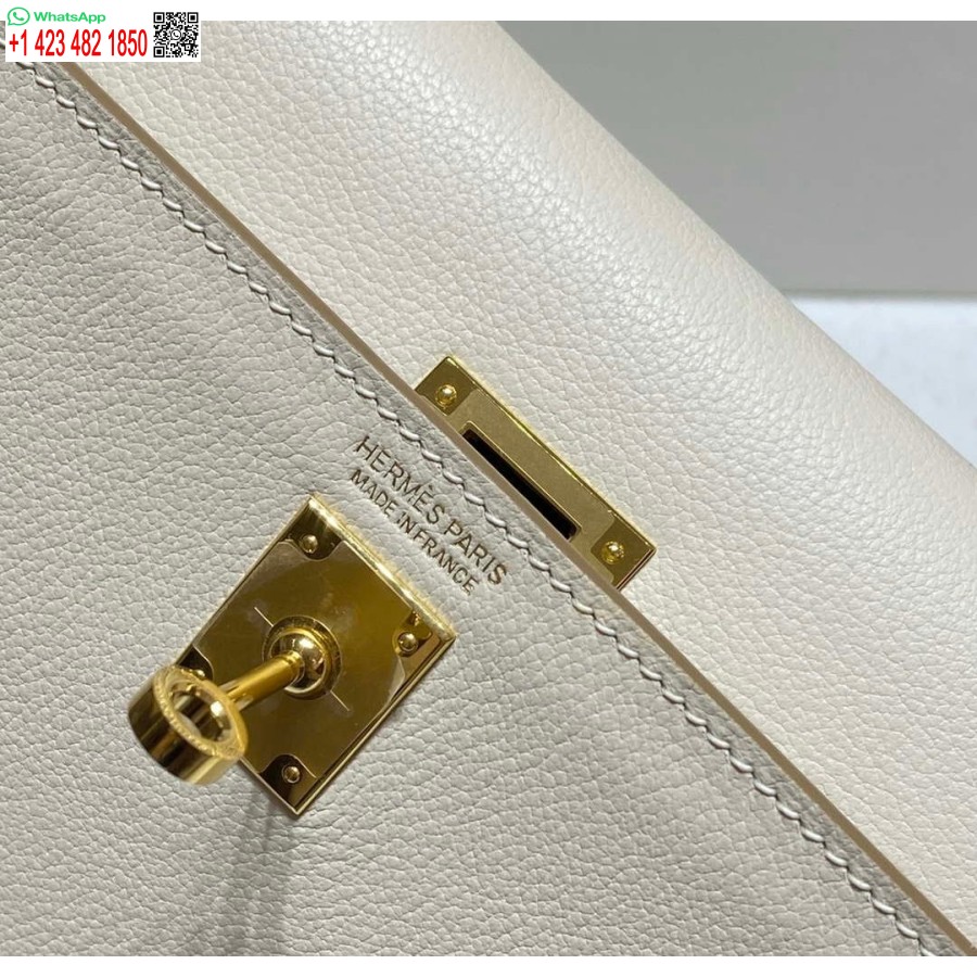 Replika Hermes Evercolor Kelly Danse Ii 22cm Læder Crossbody Taske H20366 Hvid