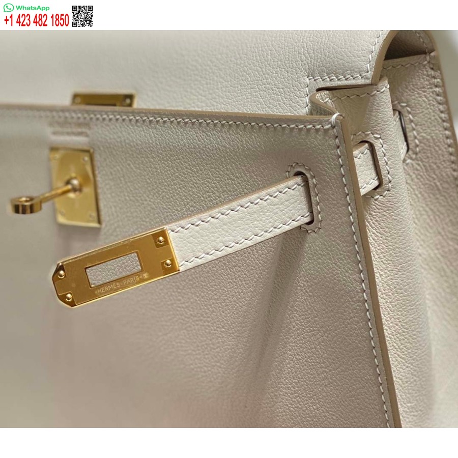 Replika Hermes Evercolor Kelly Danse Ii 22cm Læder Crossbody Taske H20366 Hvid