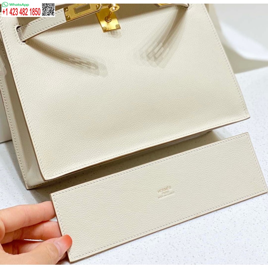 Replika Hermes Evercolor Kelly Danse Ii 22cm Læder Crossbody Taske H20366 Hvid