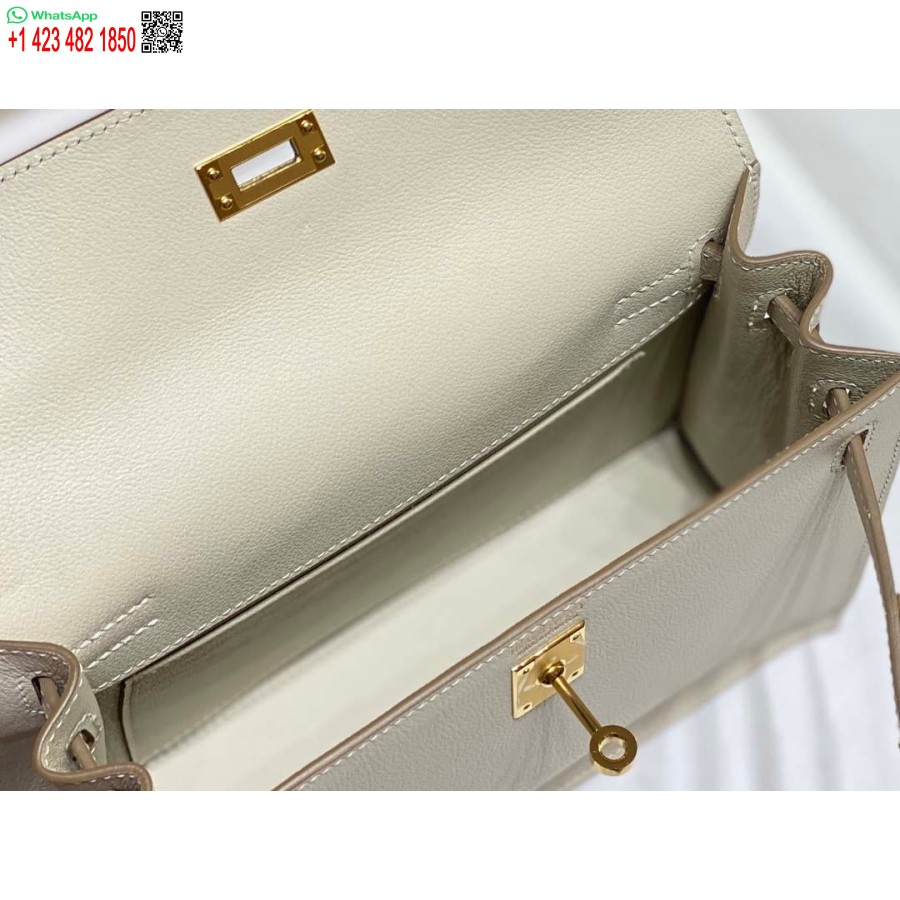 Replika Hermes Evercolor Kelly Danse Ii 22cm Læder Crossbody Taske H20366 Hvid